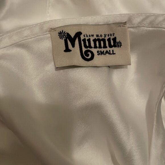 NWOT Show Me Your Mumu Samantha Ruffle Wrap Dress in ivory luxe satin Size S - Picture 10 of 10